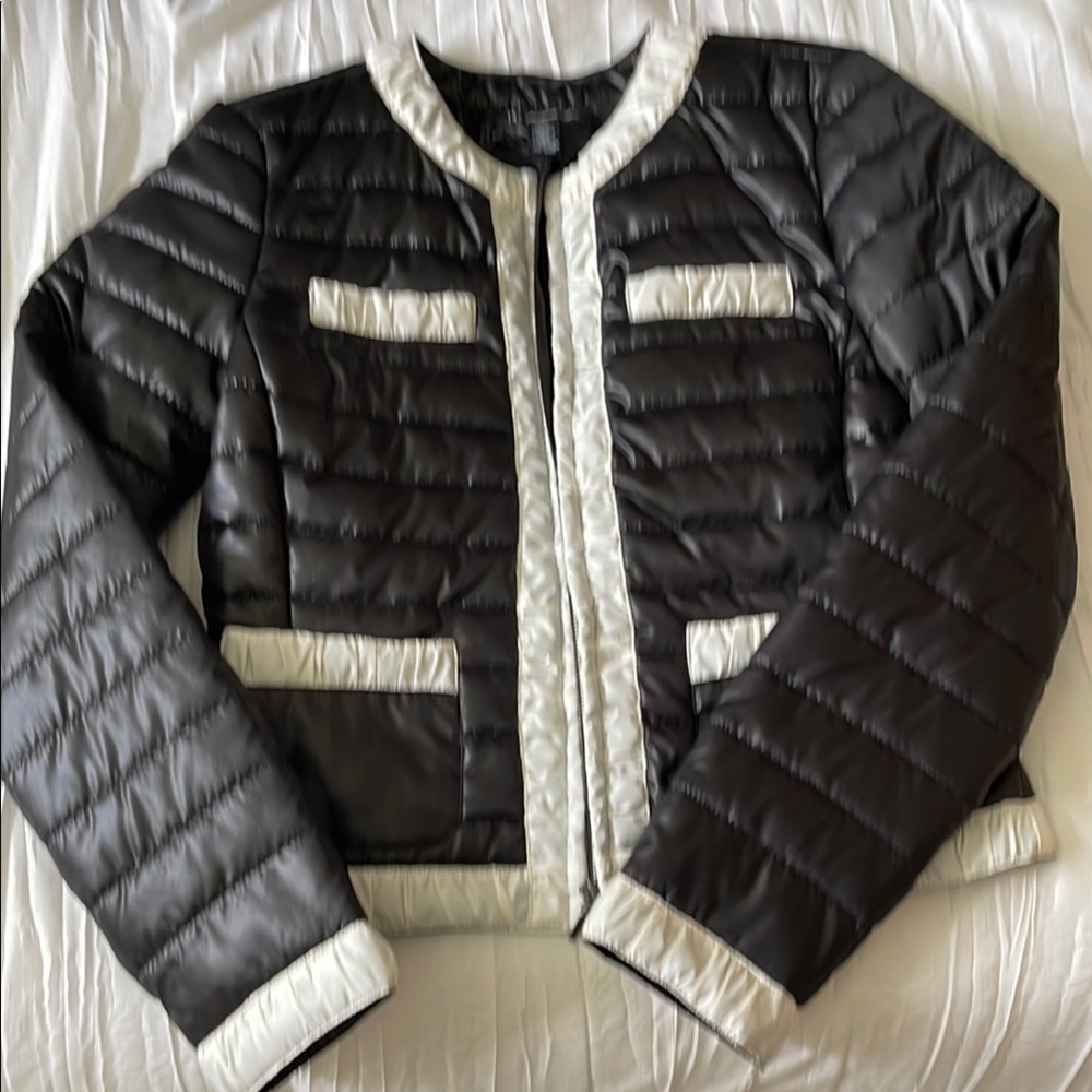 INC International Concepts Black and White Puffer Jacket